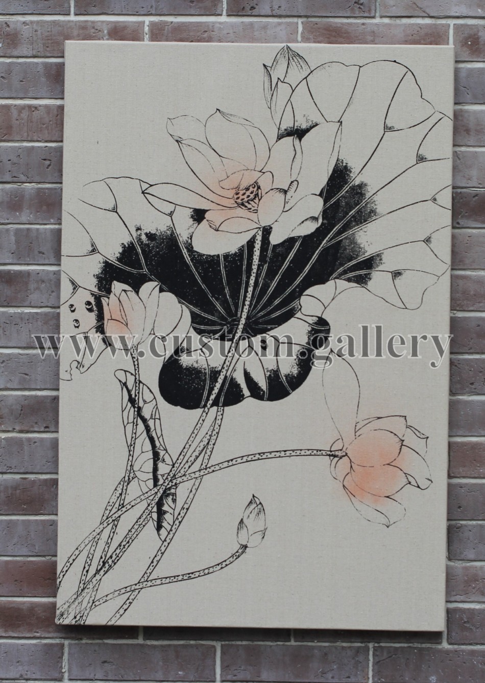 Lotus Flower Screen Print on Canvas