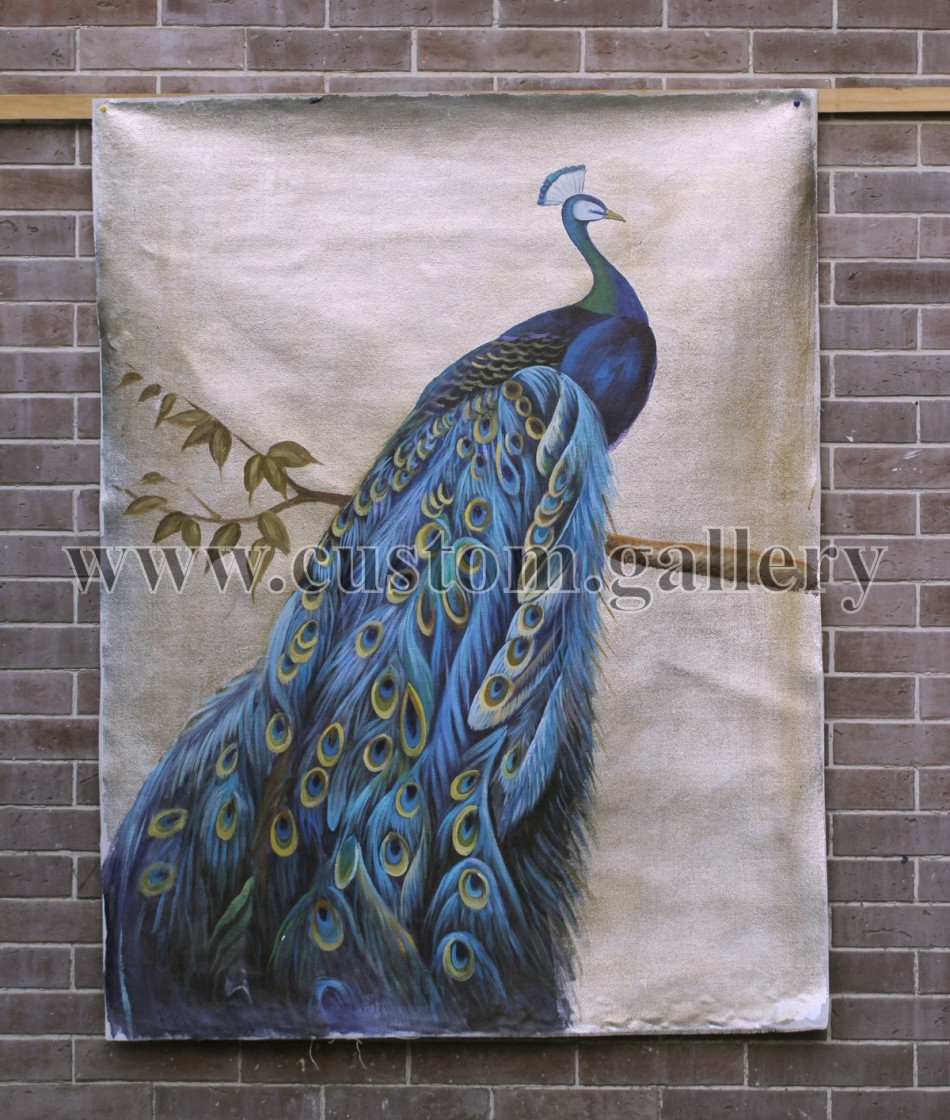 Peacock Decorative Silver Foil Painting