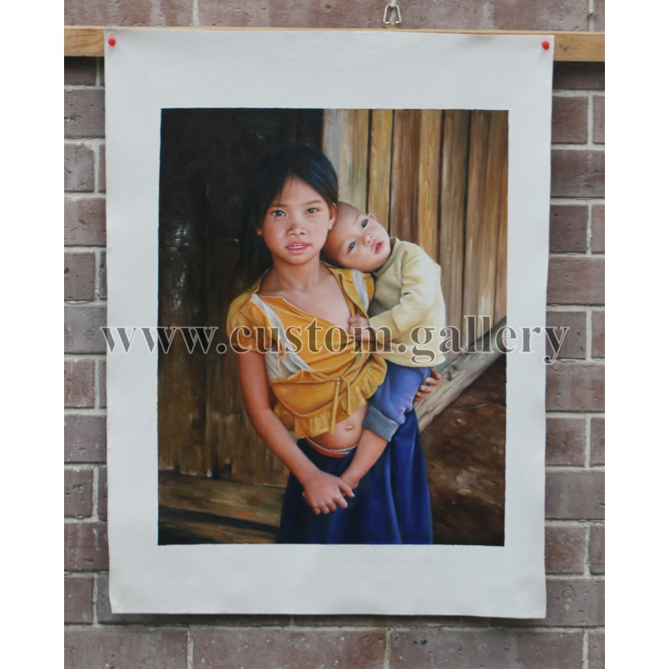Girl & Baby Commissioned from Photo
